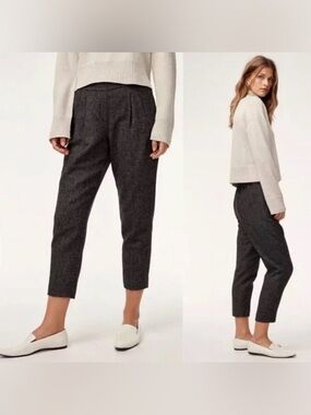 Aritzia Babaton Cohen Dress Trouser Pant Cropped Pleated Wool Blend - Size 4
